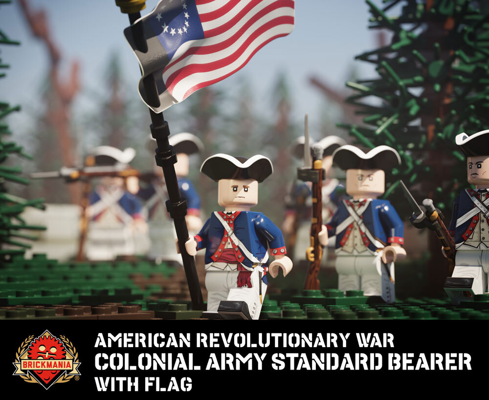 American Revolutionary War Colonial Army Standard Bearer with Flag