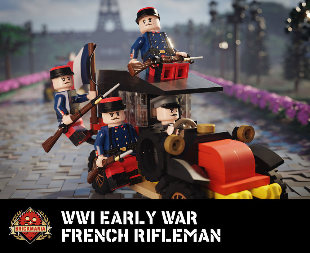 WWI Early War French Rifleman custom minifig with Perfect Caliber™ BrickArms® Lebel Rifle WWI Early War French Rifleman custom minifig with Perfect Caliber™ BrickArms® Lebel Rifle