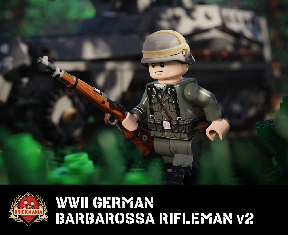 WWII German Barbarossa Rifleman v2 with Perfect Caliber BrickArms Kar98 WWII German Barbarossa Rifleman v2 with Perfect Caliber BrickArms Kar98