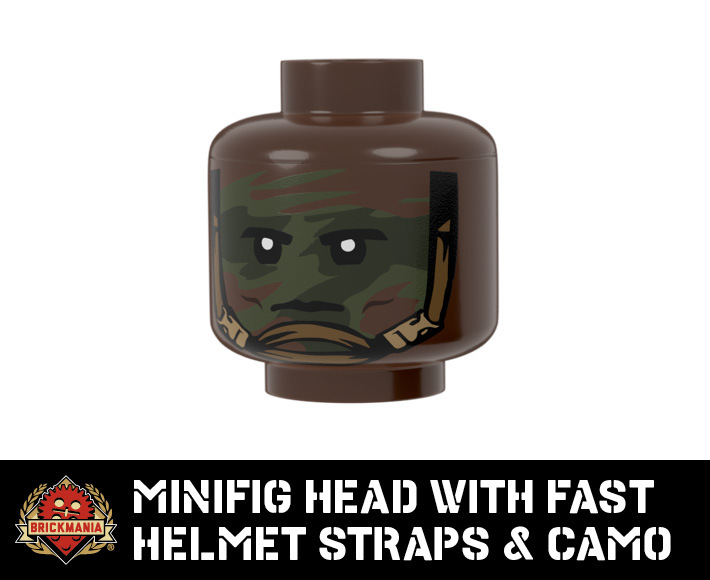Minifig Head with Fast Helmet Straps & Camouflage