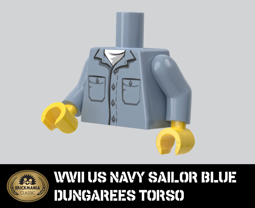WWII US Navy Sailor Blue Dungarees Torso (Brickmania Classic Series)